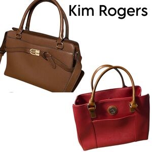 KIM ROGERS Two for One Handbags Brown/Red